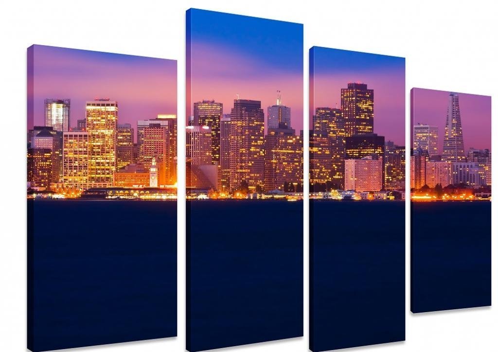 Notte di San Francisco skyline - tela foto opere d'arte 4 panel grande decorazione da murale 101x71cm
| Fotografia arti