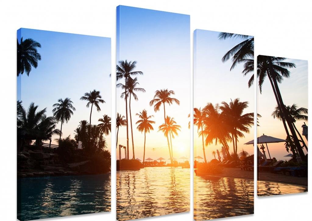  Multi split pannello canvas Art - Bellissimo tramonto sulla spiaggia tropicale con palme e mare - Art Depot Outlet - 4 